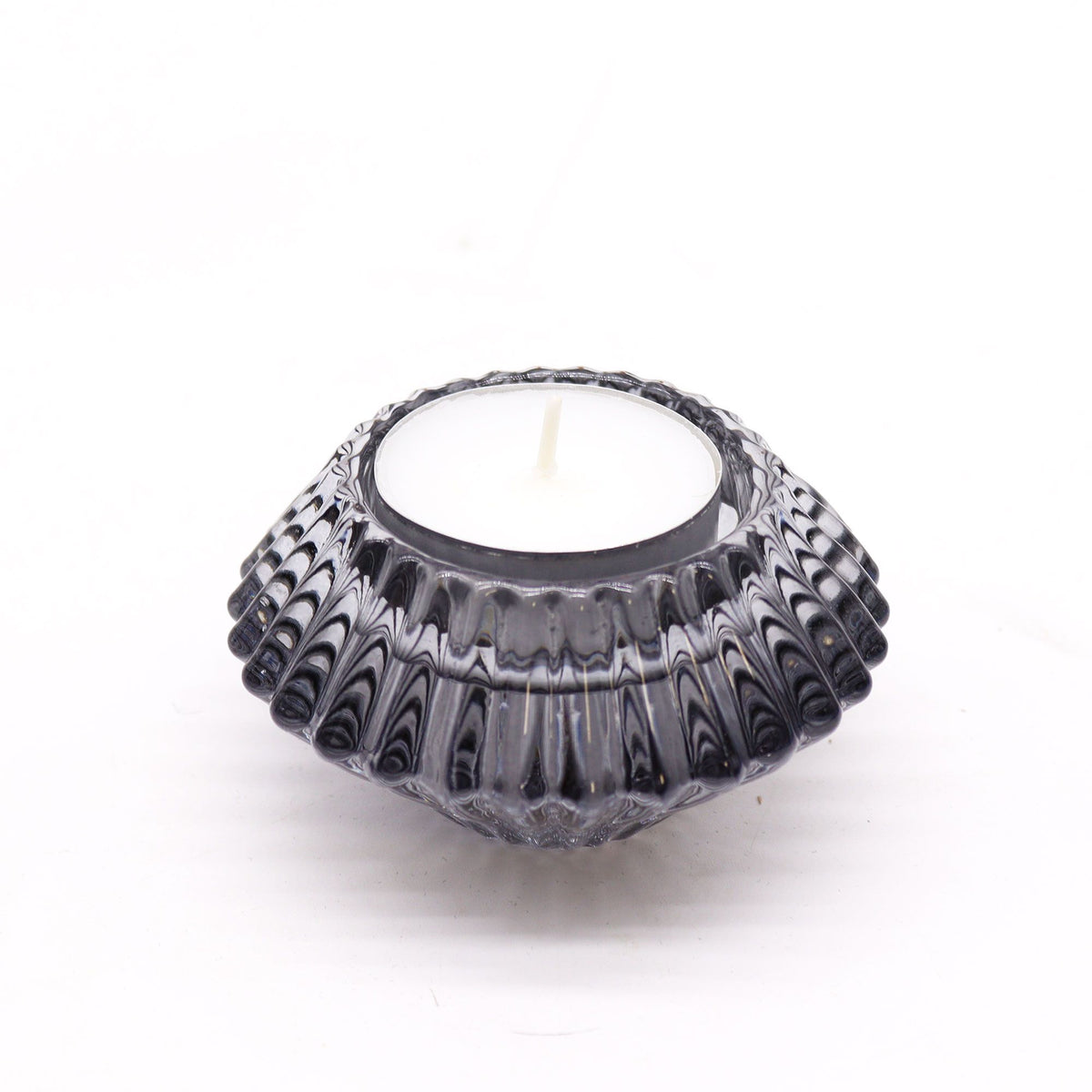 Set of 2 Flower Candle Holders – Midnight Grey