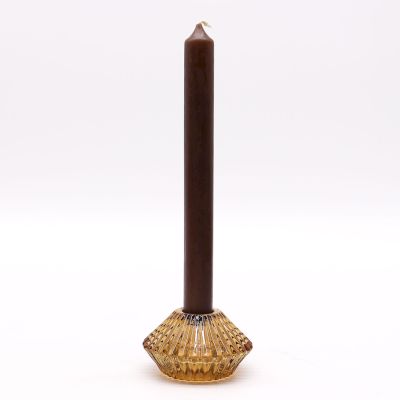 Set of 2 Flower Candle Holders – Antique Amber