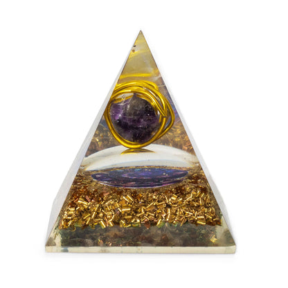 Med Organite Pryamids 7x6cm - Wrapped Amythist - Copper Chips