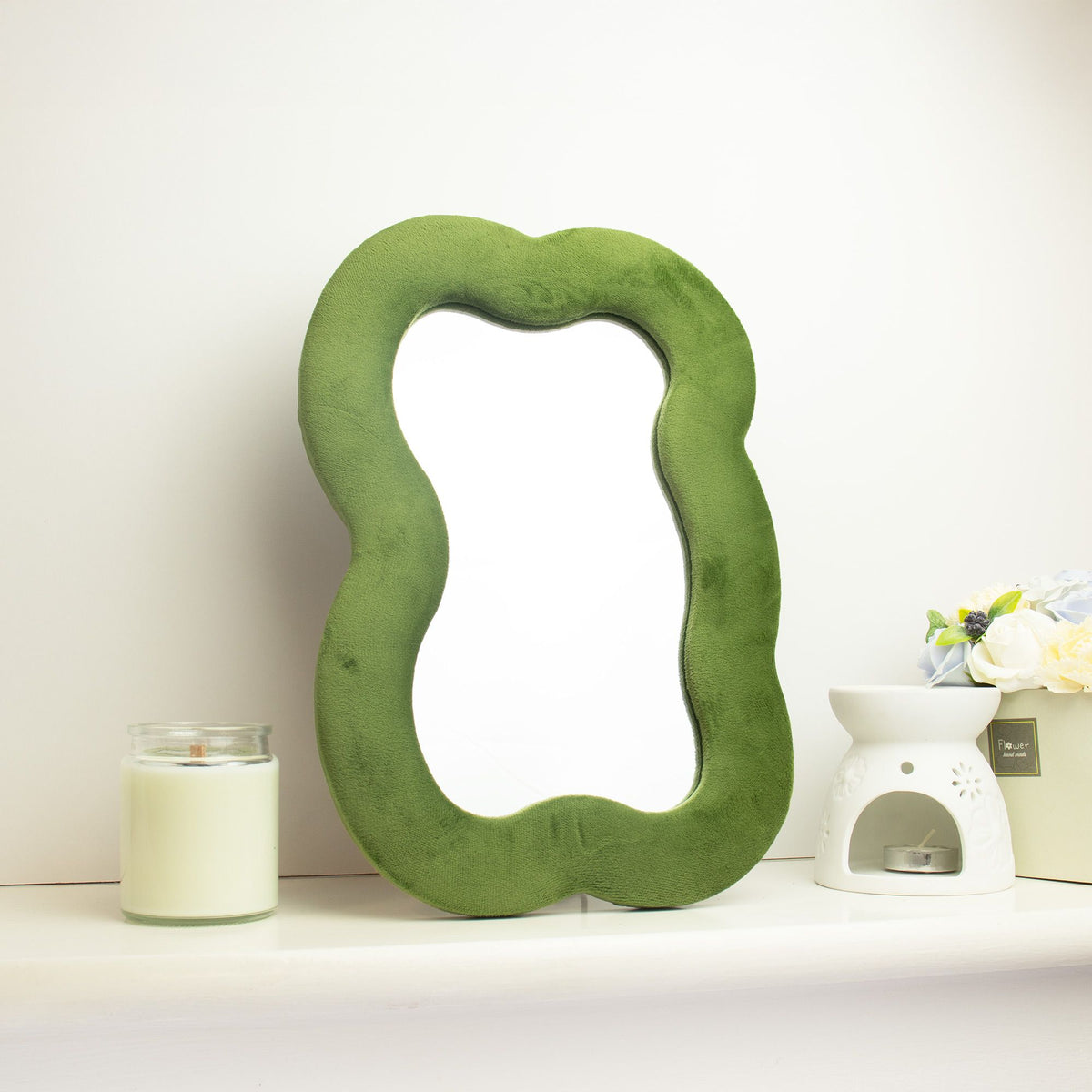 Large Cloud Squiggle Mirror – Moss Green