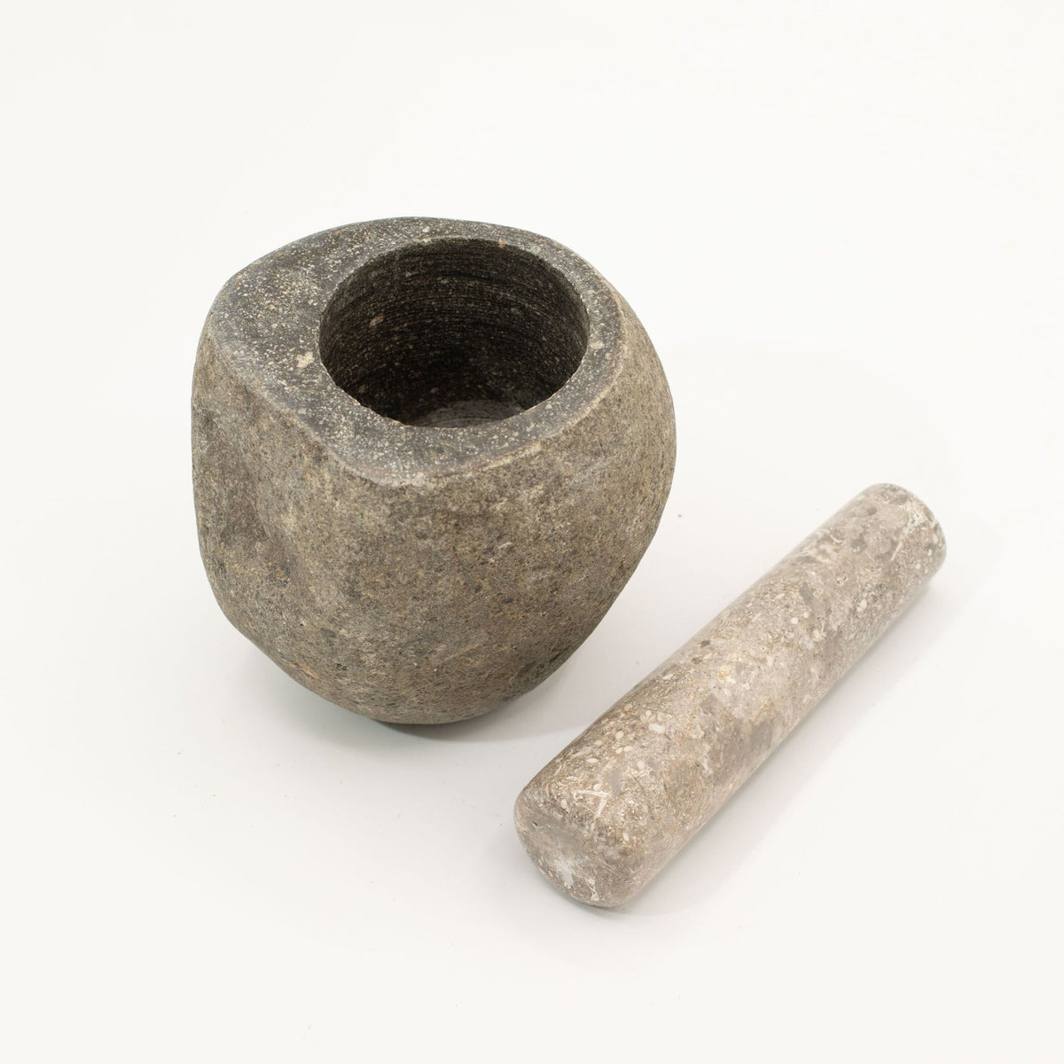 Natural Riverstone Mortar & Pestle - 12 x 8 cm
