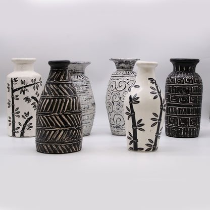 Bamboo Motif Ceramic Vase – Natural