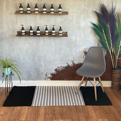 Indian Cotton Rug - Black & Grey 70 × 172 cm