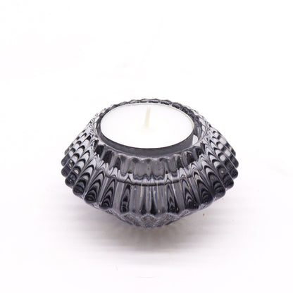 Set of 2 Flower Candle Holders – Midnight Grey
