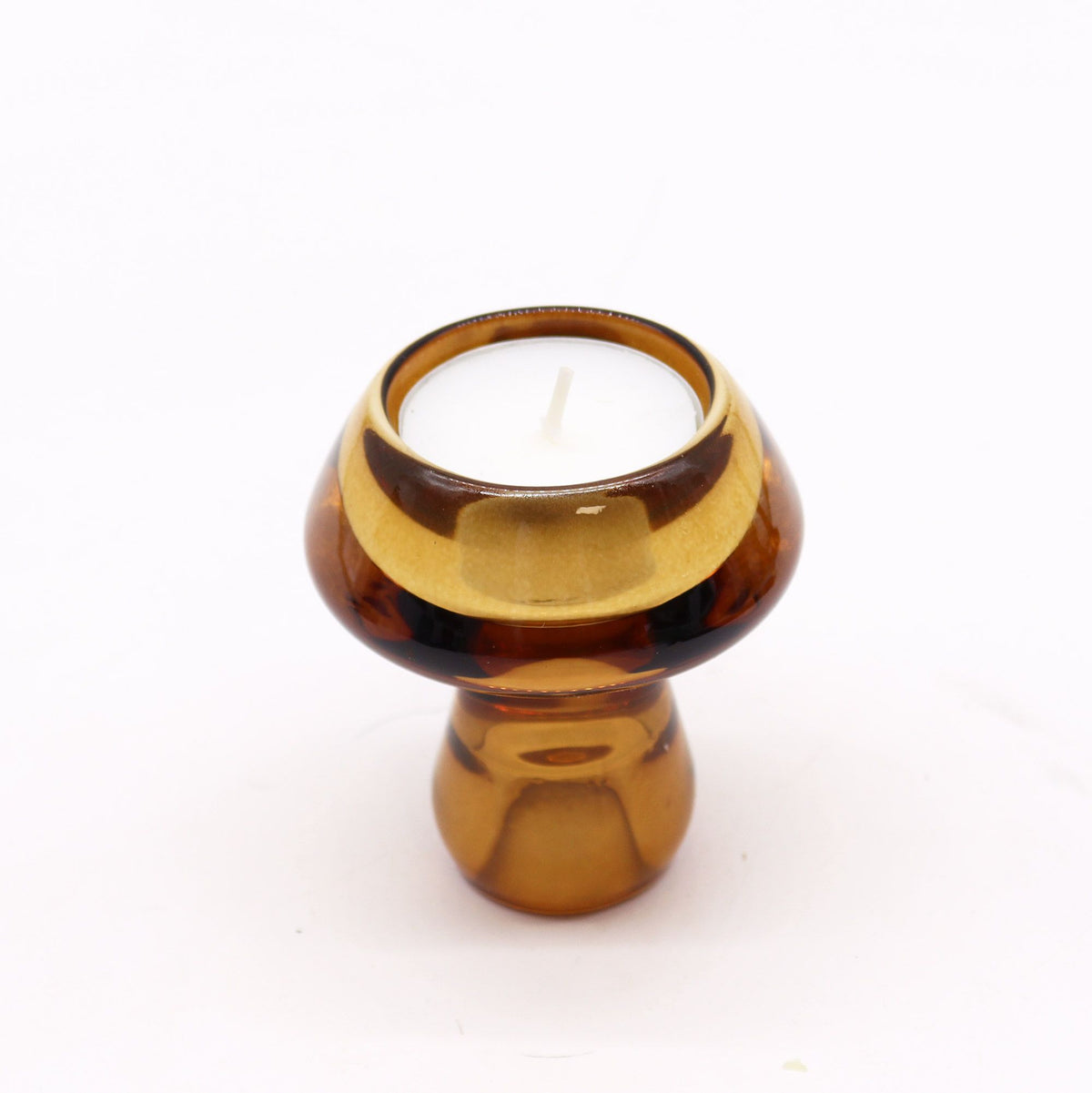Set of 2 Mushroom Candle Holders – Antique Amber