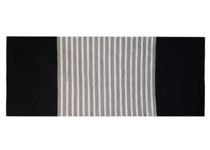 Indian Cotton Rug - Black & Grey 70 × 172 cm