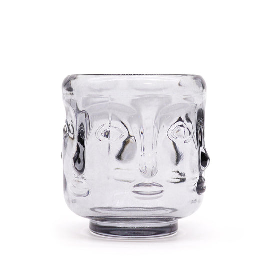 Set of 2 Buddha Face Candle Jars – Midnight Grey
