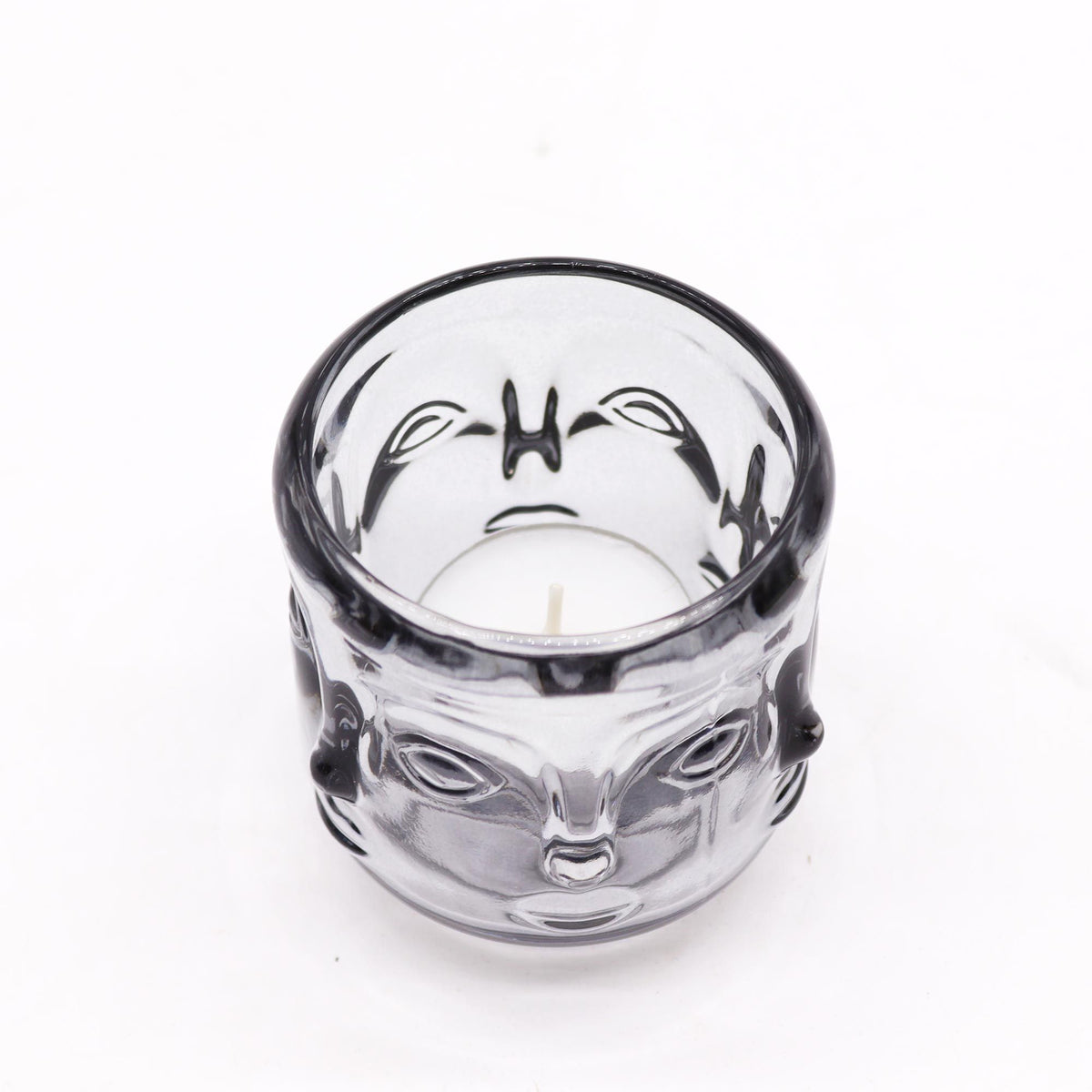 Set of 2 Buddha Face Candle Jars – Midnight Grey