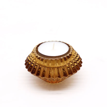 Set of 2 Flower Candle Holders – Antique Amber