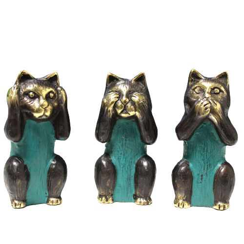 Set of 3 Brass Wisdom Cats