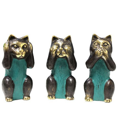 Set of 3 Brass Wisdom Cats