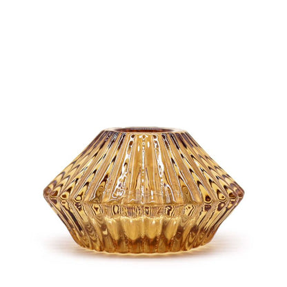 Set of 2 Flower Candle Holders – Antique Amber