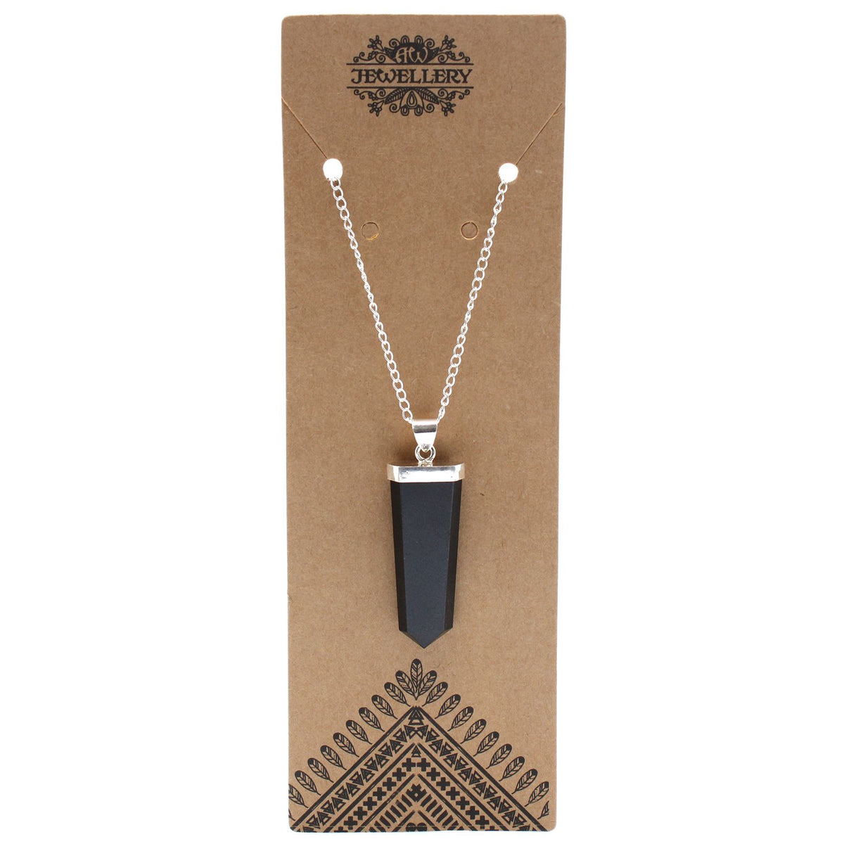 Black Agate Flat Crystal Pendant