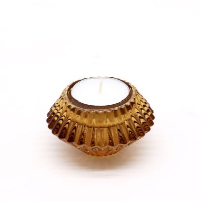 Set of 2 Flower Candle Holders – Antique Amber