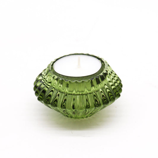 Set of 2  Flower Flip Dinner Candle / Tealight Holder -  Garden Jade