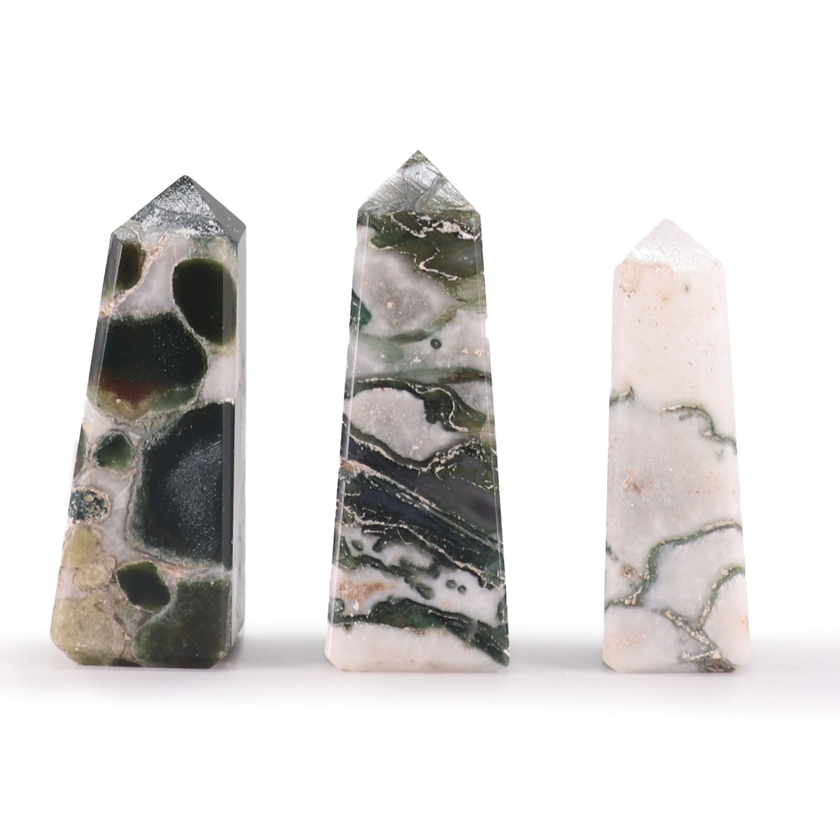 Moss Agate Gemstone Obelisk 5cm