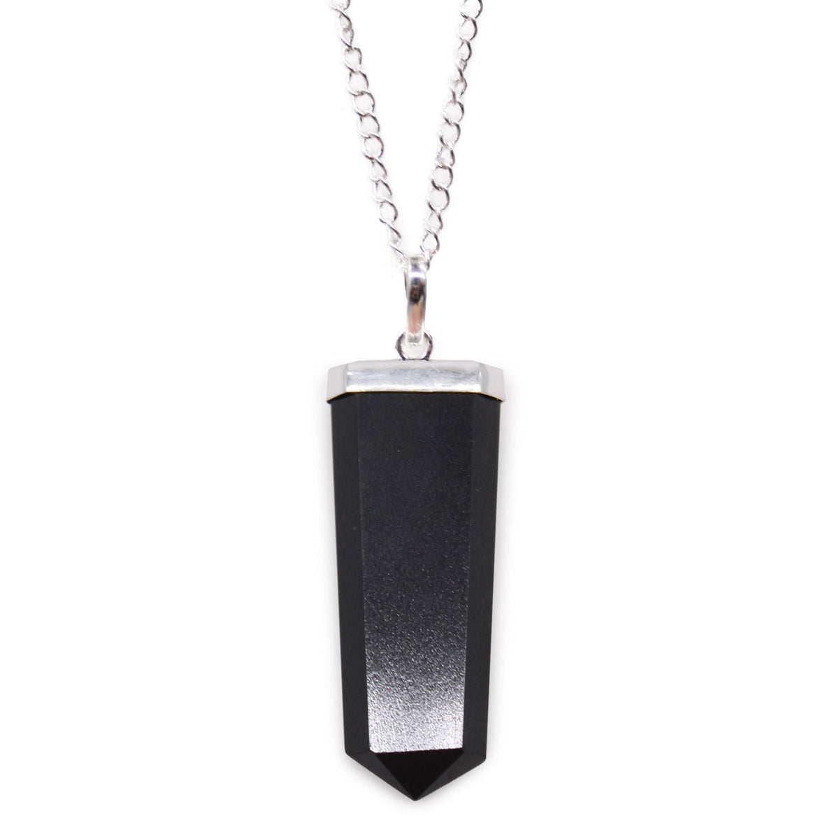 Black Agate Flat Crystal Pendant