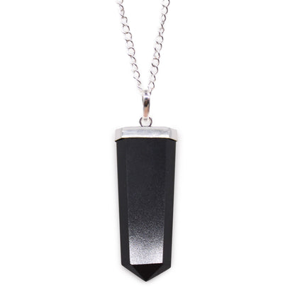 Black Agate Flat Crystal Pendant