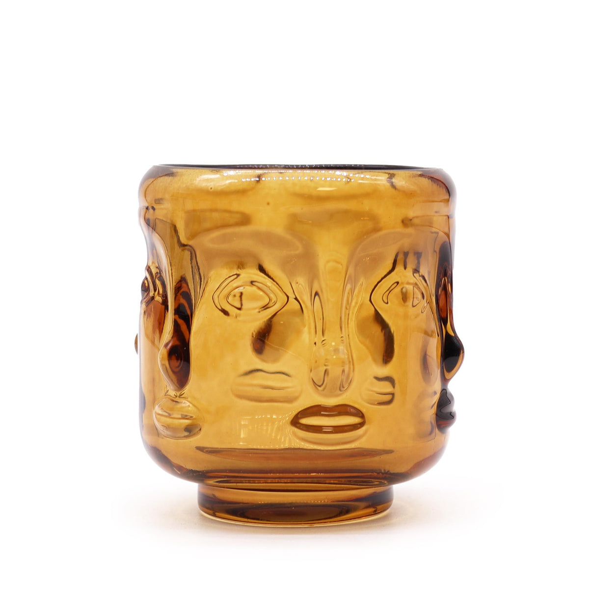 Set of 2 Buddha Face Candle Jars – Antique Amber