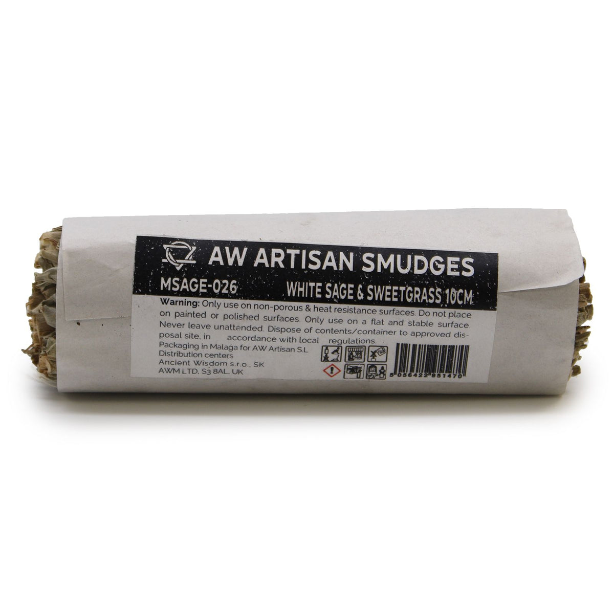 White Sage & Sweetgrass 10cm Smudge Stick