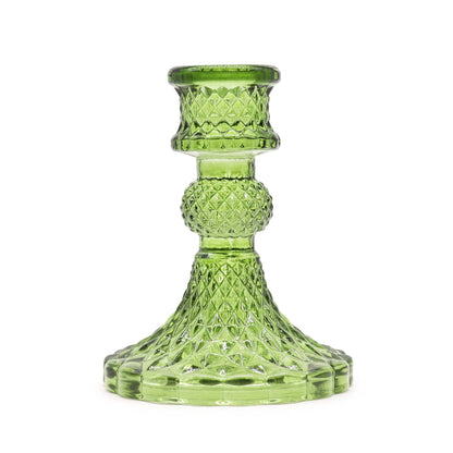 Set of 2 Vintage Glass Candle Holders – Garden Jade