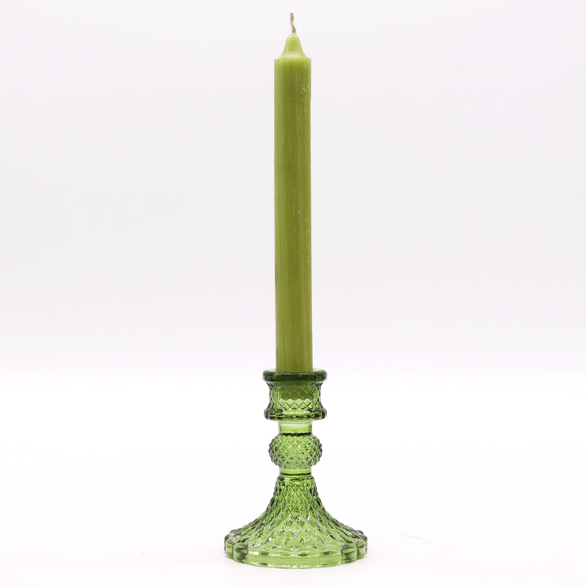 Set of 2 Vintage Glass Candle Holders – Garden Jade