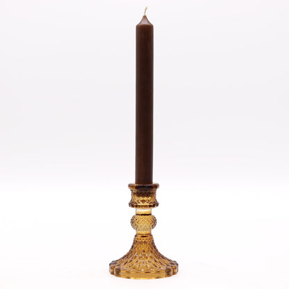 Set of 2 Vintage Glass Candle Holders – Antique Amber