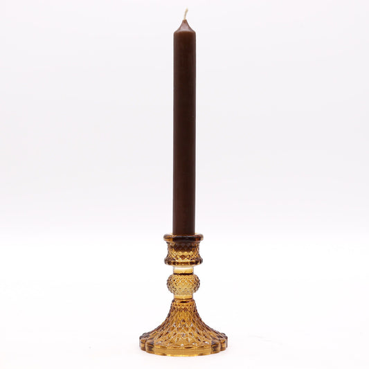 Set of 2 Vintage Glass Candle Holders – Antique Amber