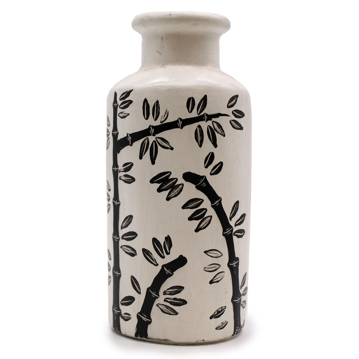 Bamboo Motif Ceramic Vase – Natural