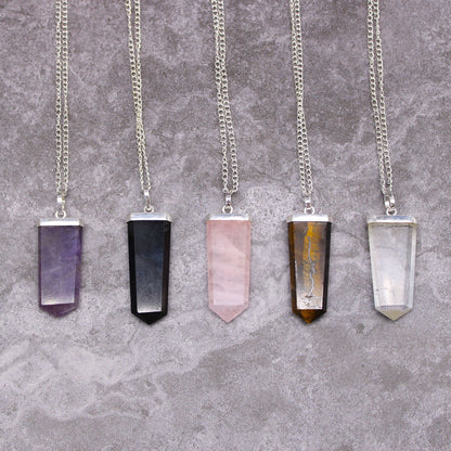 Rose Quartz Flat Crystal Pendant