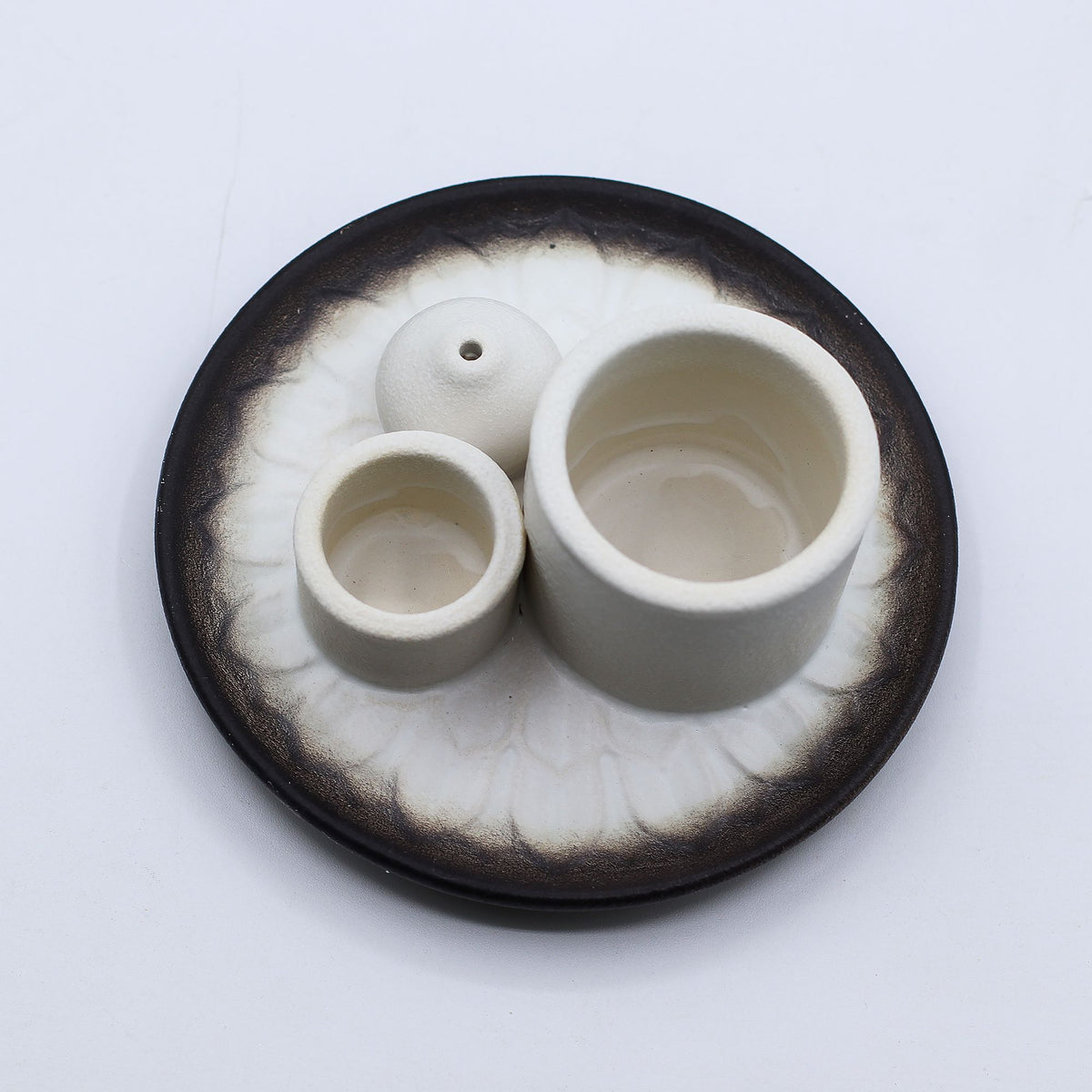Ceramic Palo Santo & Incense Holder – White & Grey