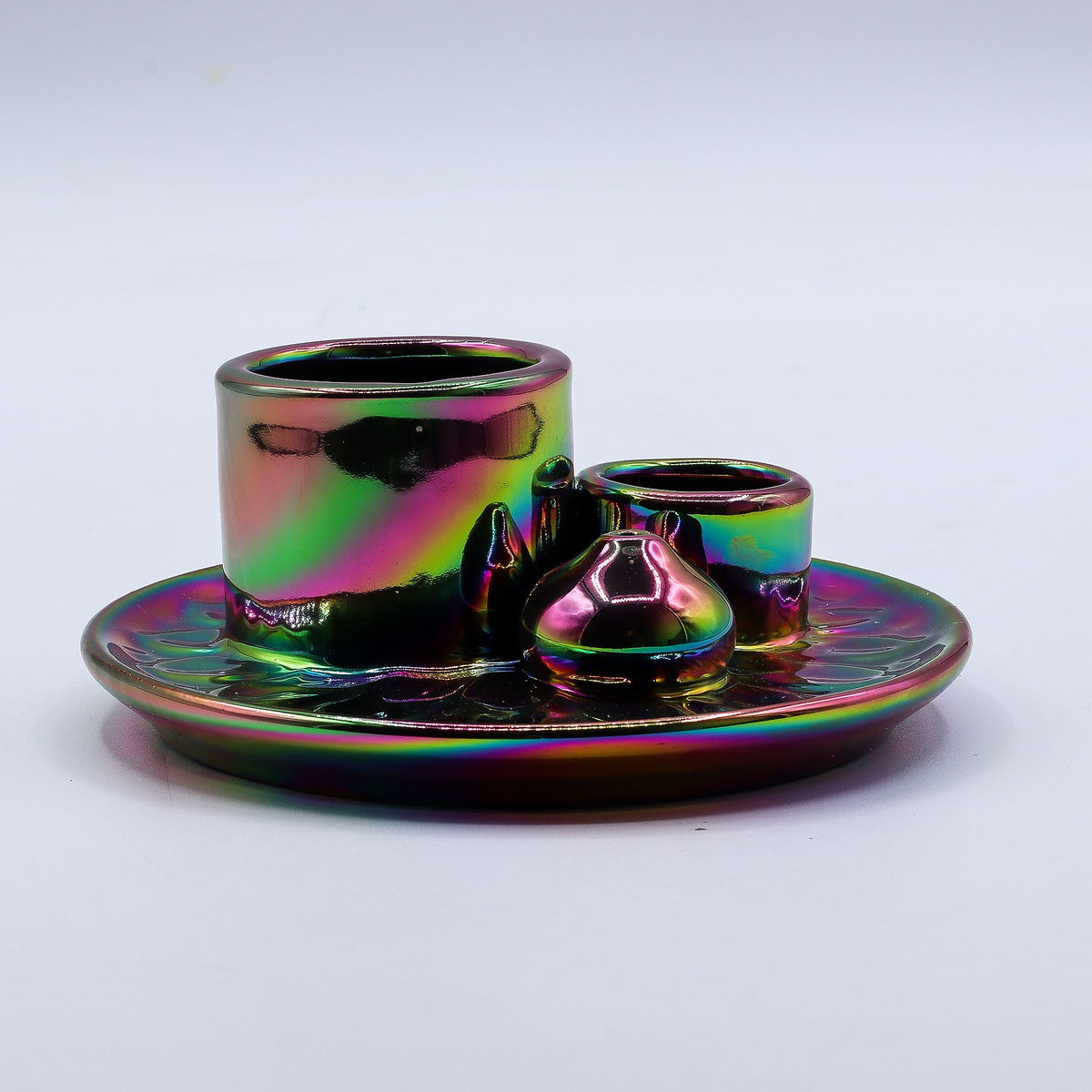 Ceramic Palo Santo & Incense Holder – Metallic Rainbow