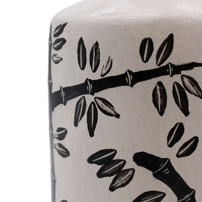 Bamboo Motif Ceramic Vase – Natural