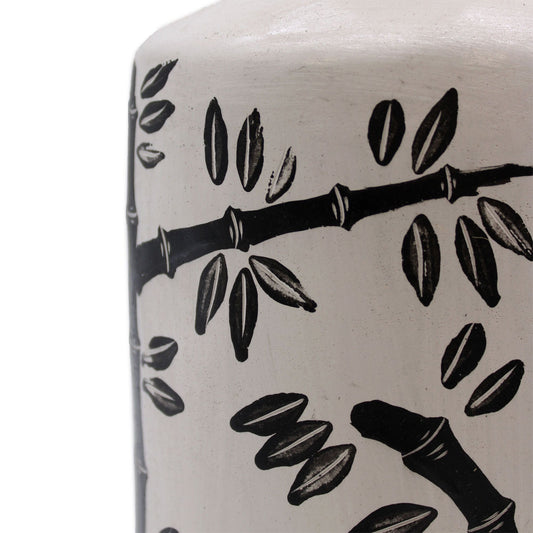 Bamboo Motif Ceramic Vase – Natural