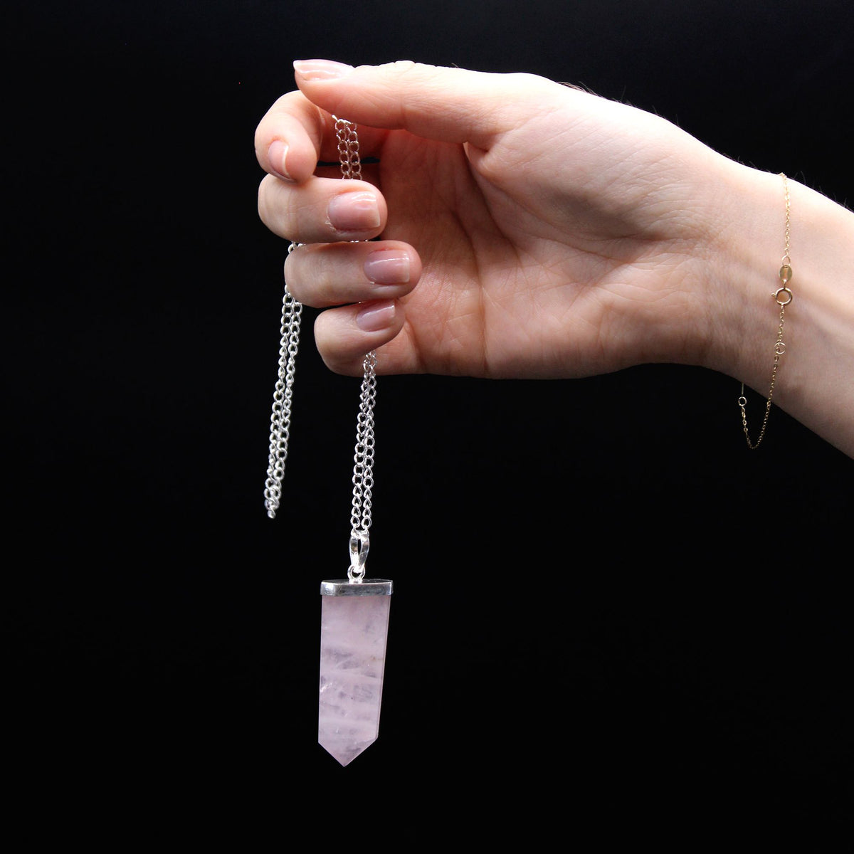 Rose Quartz Flat Crystal Pendant