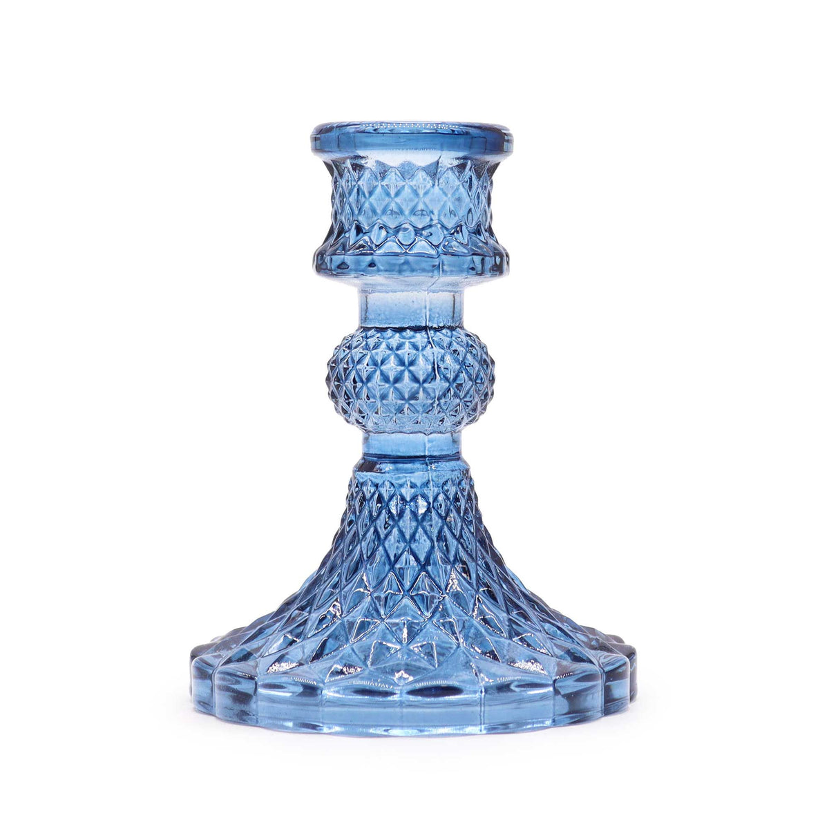 Set of 2 Vintage Glass Candle Holders – Royal Blue