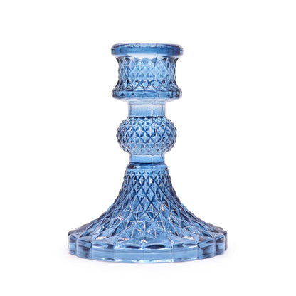 Set of 2 Vintage Glass Candle Holders – Royal Blue