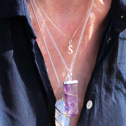 Rose Quartz Flat Crystal Pendant