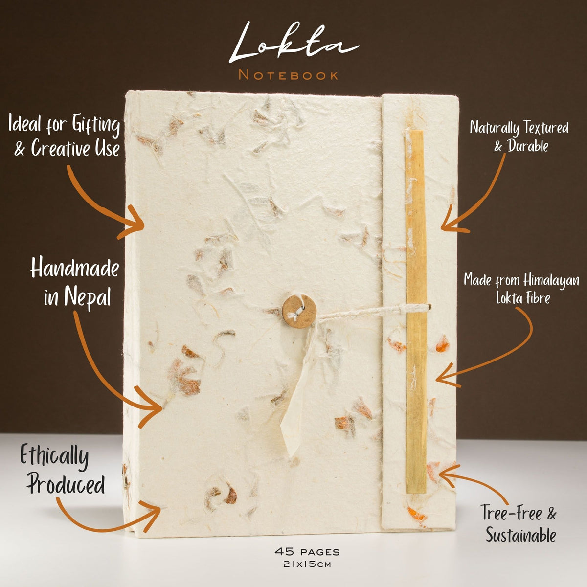 Lrg Lokta Mixed Flowers Notebook (21x15cm) - 45 leafs - inc bookmark