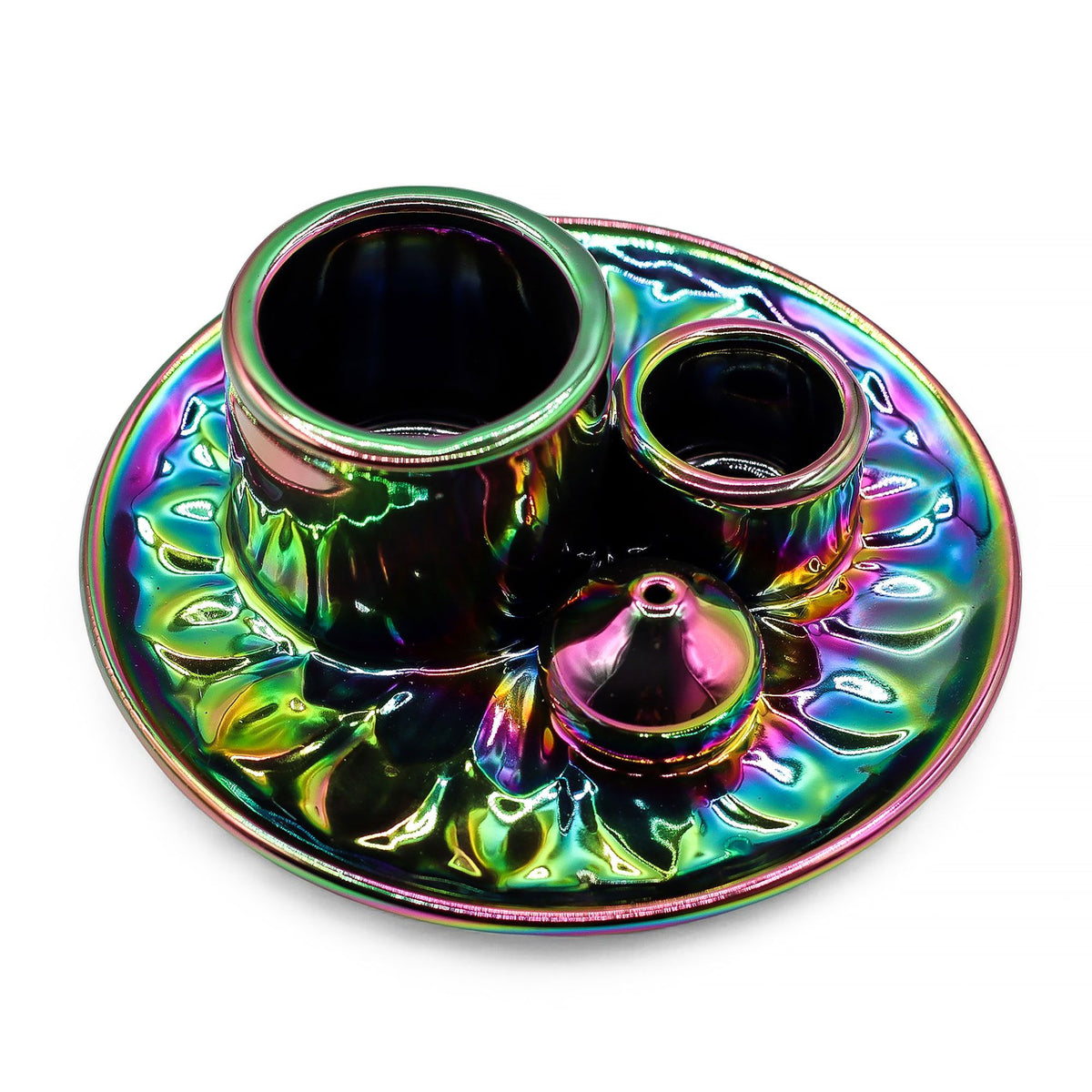 Ceramic Palo Santo & Incense Holder – Metallic Rainbow