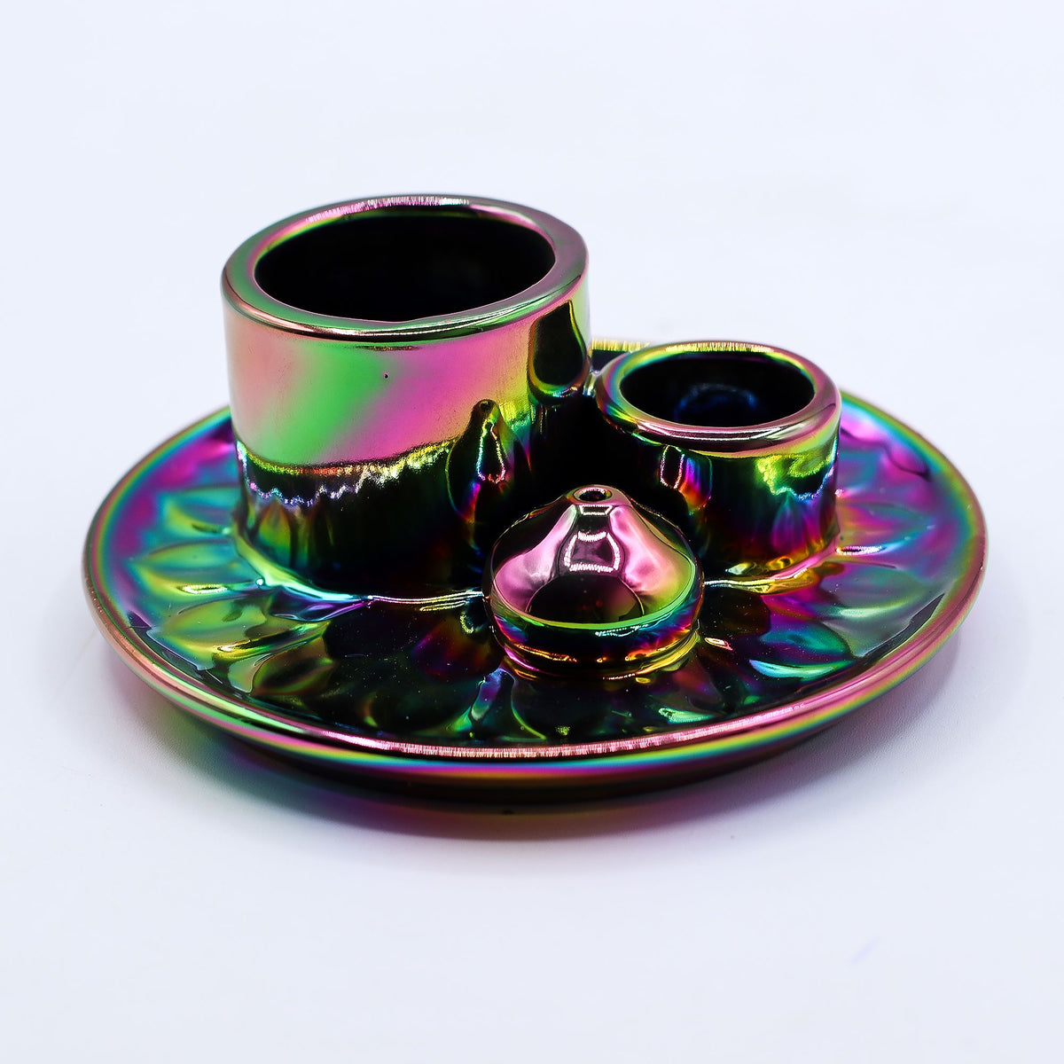 Ceramic Palo Santo & Incense Holder – Metallic Rainbow